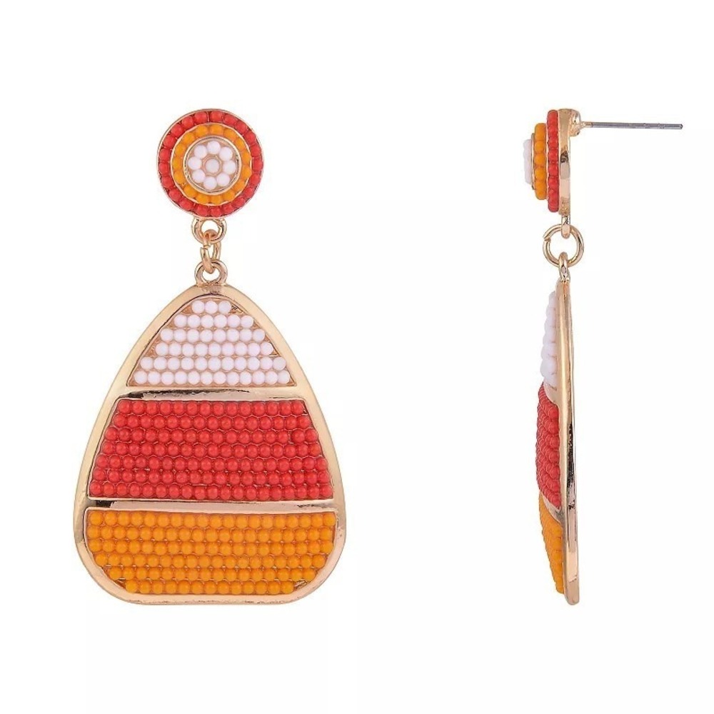 Celeb Together NWT Halloween Candy Corn Beaded Dangle Earrings